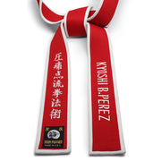 Red Master Belt With White/Silver/Gray Border [M08]